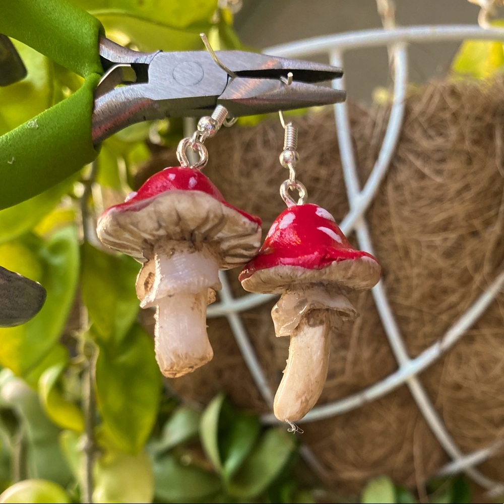 Red Toadstool Mushroom Earrings